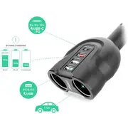 Mbeat Gorilla Power Four Port USB-C & QC 3.0 Car Charger with Cigar Lighter Splitter