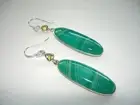 AB One-of-a-Kind Green Botswana Agate Peridot .925 Sterling Silver Earrings 2.5"