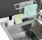 Grey Storage Rack Holder Kitchen Faucet Soap Sponges Caddy Organizer Sink Basket