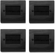 VEAUUTAY 4Pcs Flush Brush Wall Plate Brush Single 1 Gang Wall Outlet Cable Entry Plate Tidy Mount Face Plate Wall Plate Black