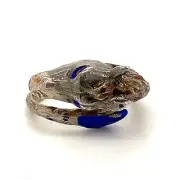 Vintage Sterling Hallmarked Detailed Horse Enamel Wrap Tail Bypass Ring Band 7
