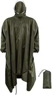 [Generic] Hooded Rain Coat Lightweight Reusable Rain Poncho for Hiking Camping