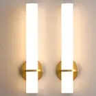 Gold Wall Sconces Set of Two - 18 inch Dimmable Modern Sconces Wall Lighting ...