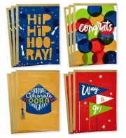 Graduation Cards Assortment (12 Cards w/ Envelopes, 4 Designs) Hallmark