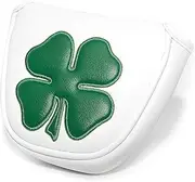 [barudan golf] Green White Shamrock Golf Headcover Head Covers Magnetic Mallet Putter Club Cover Protector Synthetic Leather Well Made for Odyssey 2ball Putters,Scotty Cameron,Tayormade,Ping