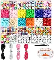 818 Pcs Rainbow Pony Beads Bracelet Making Kit,Letter,Smiley Face,Animal Beads with Elastic Threads,for Craft Jewelry Necklace