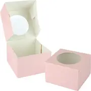 Light Pink Donut Boxes with Window 10cm (Pack of 4)