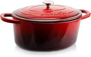 Crock-Pot 69147.02 Artisan Oval Enameled Cast Iron Dutch Oven, 7-Quart, Scarlet Red