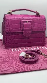 NWT $365 Brahmin Small Hallie Empower Tańsi Leather Satchel Top Handle Bag