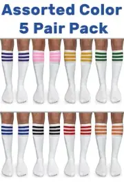 Jefferies Boys Girls Assorted Color Stripe School Knee High Tube Socks 5 Pairs