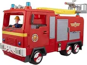 FIREMAN SAM Electronic Spray and Play Jupiter fire Engine, Free-Wheeling with Lights, Sounds, Water Cannon, with Figure playset, Red