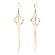 3PCS Copper Jewelry Woman Fashion Retro Long Tassel Hollow Square Water Drop Pop Earrings