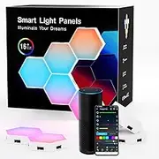 Aurevita Hexagon Ld Wall Panels, 10 PCS Smart WiFi Hexagons Led Wall Lights Synchronizes Music, Gaming Led Compatible with Alexa for Living Room, Games Room Accessories (10 PCS)
