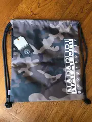 New NAPAPIJRI Happy Gym Sack Backpack Olive Camo Color NEW w/ TAG US SELLER