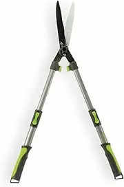 Kinzo Extendable Hedge Shears 65-87 cm - Shrub Shears with Non-Stick Coating - Ergonomic Handles - 65 x 26 x 2.8 cm - Green/Grey