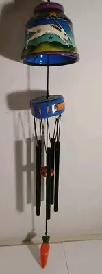 Terri Kern RCS Artist Signed Wind Chimes Stars Hills Rabbits & Carrots Eclectic