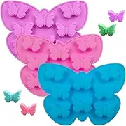 3 PCS Butterfly Mold Silicone,YuCool Chocolate Candy Gummy Baking,Butterfly Ice Cube Tray for Jelly,Pudding,Soap,Cake Mold(Pink,Blue and Purple)