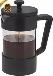 Avanti Sorrento Borosilicate Glass Coffee Plunger 600ml 4 Cup Black Carafe