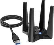 WAVLINK AX1800 USB WiFi Adapter for Desktop PC, USB WiFi 6 Dongle Dual Band 2.4G 574Mbps+5G 1201Mbps, MU-MIMO, Beamforming, WPA3 Security, 4x3dBi Antennas, Windows 11/10 Supported