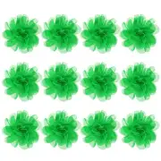 12-Pack Chiffon Flowers 3.94 x 3.94" Fabric Flowers for Craft [Green]