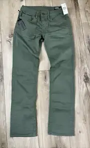 Buffalo David Bitton Men's Six-X Straight Stretch Jean Olive Green Sz 28x32 NEW