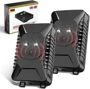 Marten Deterrent Car, Pack of 2 Ultrasonic Marten Repellent, Supports USB Charging and 4 AA Batteries, Marten Protection with Flash Light, Connects to 12 V Car Battery, for Car, Engine Compartment
