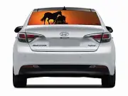 Sunset Horses Rear Vehicle Window One Way Vision Film