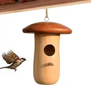Hummingbird House,Hangable Bird House - Wooden Mushroom Cottage Animal Shelter Garden Hut for Outdoor Yard Tree Balcony Patio Courtyard