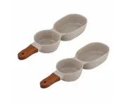 2PK Ladelle Essentials 2-Part Porcelain Serve Stick Dip/Snack Tray 26.5cm Stone