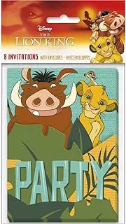 Unique Disney Lion King Paper Invitations - Pack of 8 - Simba & Friends Designs, Perfect for Birthday Parties & Celebrations
