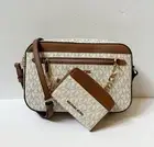 MICHAEL KORS JET SET ITEM CHAIN CROSSBODY BAG + CARD CASE WALLET SET MK VANILLA
