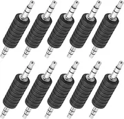 10pcs 3.5mm Stereo Jack Male to Male Adapters Audio Joiner Coupler Straight-Through Extension Connector Adaptor Nickel Plated