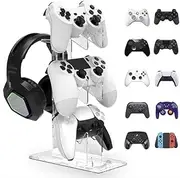1 Set Clear Acrylic Headphone Stand,3 Tier Acrylic Gaming Headset Display Stand for PS4 PS5 Xbox ONE Switch,Gaming Controller Holder for Xbox
