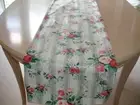 Vintage Fabric Table Runner 6ft Pink Roses Ribbons 72" Floral Pink Grey Stripe