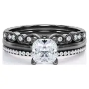 2.50Ct Princess Wedding Ring Set, Sterling Silver, Size 4-10.5