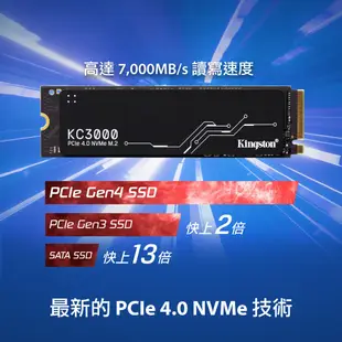 金士頓 NVMe M.2 2TB PCIe 4 Gen4 SSD固態硬碟 SKC3000D/2048G KC3000