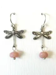 Pink Opal Sterling Silver Dragonfly Earrings Sundance Treasures