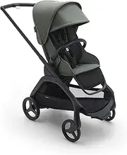 Bugaboo Dragonfly City Pram, Lightweight Compact Baby Stroller with One Hand Easy Fold in Any Position, Full Suspension, XL Underseat Basket, Black Chassis and Forest Green Sun Canopy