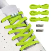 No Tie Shoelaces Elastic Shoe Laces 3Pcs with 2 Metal Buckles, Light Green
