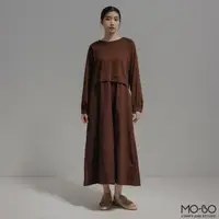 在飛比找momo購物網優惠-【MO-BO】MIT有機棉拼接洋裝(MIT)