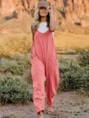 Excellence one Double Take Full Size Sleeveless V-Neck Pocketed Jumpsuit