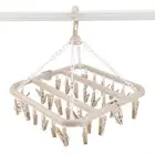 32 Clips Folding Clothes Hanger Dryer Windproof Socks Underwear Drying Rack CT