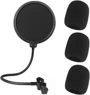 Pop Filter Microphone Anti Pop Filter with 3 Sponge Microphone Windproof with Flexible Gooseneck Stabilizer Arm with 360° Rotating Gooseneck for Most Microphones Loopunk