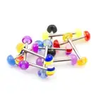 10 Tongue Rings 14g 5/8 Shaft Half Ball Colorful Randomly Styles