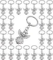 [PHAETON] 50PCS Silver Tone Guardian Angel Charm Keychain Key Ring, 3.14