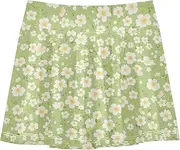 [FRODOTGV] Blooming Flower Green Girls Athletic Skirts with Built in Shorts Golf Skort for Girl Kids Pleated Tennis Skirt