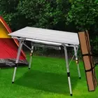 Roll up Camping Table Aluminium Portable Picnic Outdoor Foldable 90Cm X 53Cm Adj