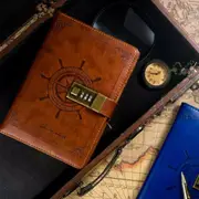 Brown Retro Password Book Diary Book Notebook With Lock Journal Lockable