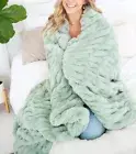 Minky Couture Hugs Mist Luxury Blanket Grande 60" x 84"- Brand New Retail $329