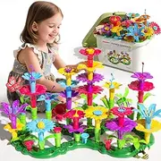 JUKUDAHU 224 PCS Flower Garden Building Toys for 3 4 5 6 7 Year Old Kids - Flower Stacking Toy Set for Age 3-6 Girls, Preschool Garden Playset with Storage Box, Educational Gifts Toddler Boys Age 2+